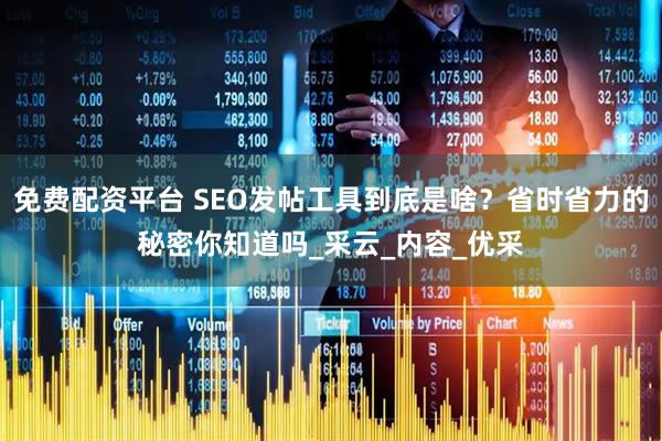 免费配资平台 SEO发帖工具到底是啥？省时省力的秘密你知道吗_采云_内容_优采